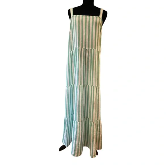 green and white striped summer dress Tropez Sundress main image 1